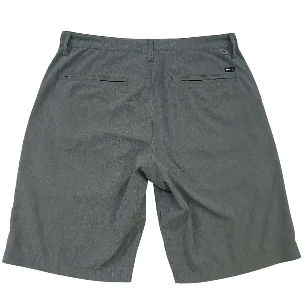 RVCA VA Shorts Mens 32 Gray Hybrid Flat Front Lightweight Stretch Surf Skate